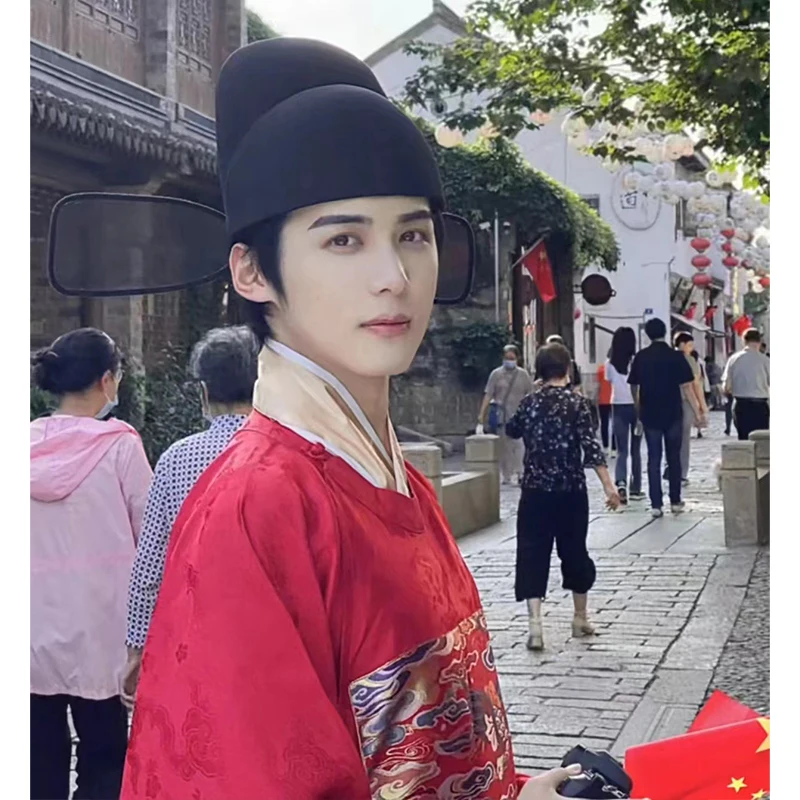 Chinese Traditional Ancient Hanfu Hat Adult Black Men Song Dynasty Costume Offical Headdress Vintage Cosplay Performance Prop