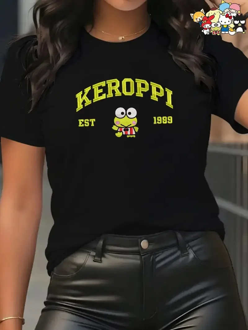 

Pure Cotton T - Shirt Featuring Keroppi Est 1989 Classic Sanrio Frog with Varsity - Inspired Print Print New Arrival Tee S-4XL