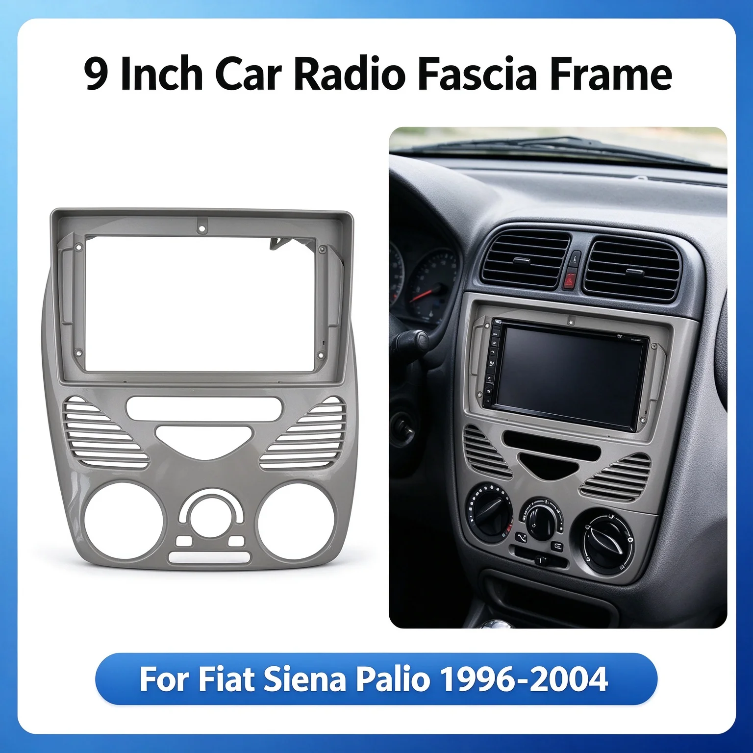 9 Inch Car Radio Fascia Frame for Fiat Siena Palio 1996-2004 Android Stereo Panel Decorative Trim