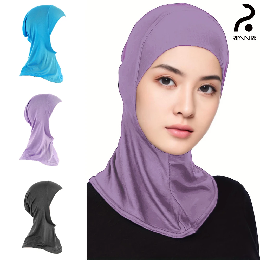 

RIMAIRE Cotton Muslim Hijabs For Women Pure Color Islam Modal Hijab Soft Elastic And Comfortable Headscarf Inner Undercap