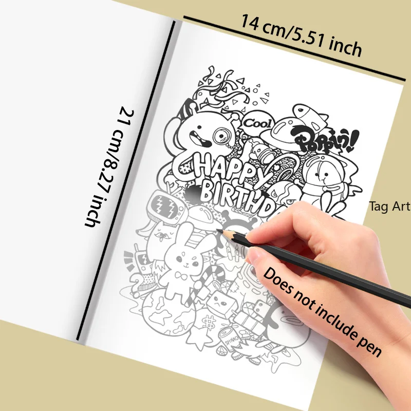 A Hand Drawn Graffiti Book for Adults To Focus on Calming Down Anxiety, Featuring Themes Like Cats/monsters/food/flowers/animals