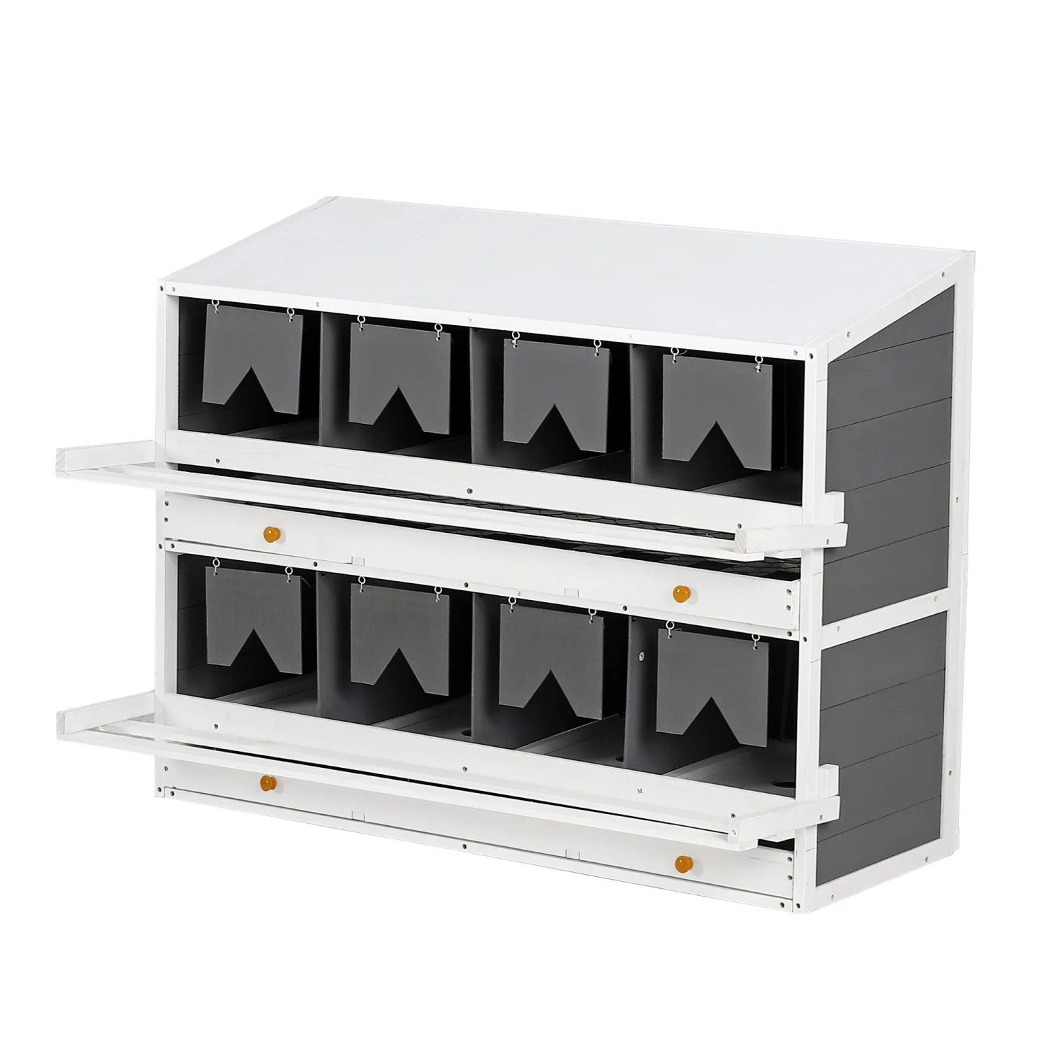 Wooden Chicken Nesting Box for Laying Eggs,Solid Pine Wood 8 Compartments Egg Laying Boxes for Hens with 2 Roll Out Egg Collecti