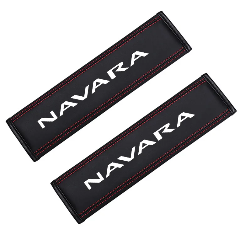 1pc PU Leather Embossed Car Seat Belt Shoulder Cover Decompression Comfort  Safety Belt Protective Cover for Nissan Navara view 5