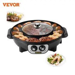 Vevor 2 In 1 Elektrische Hot Pot Bbq Grill 2200W Multifunctionele Portable Home Non-stick Split Pot Rookloze koekenpan Barbecue Pan