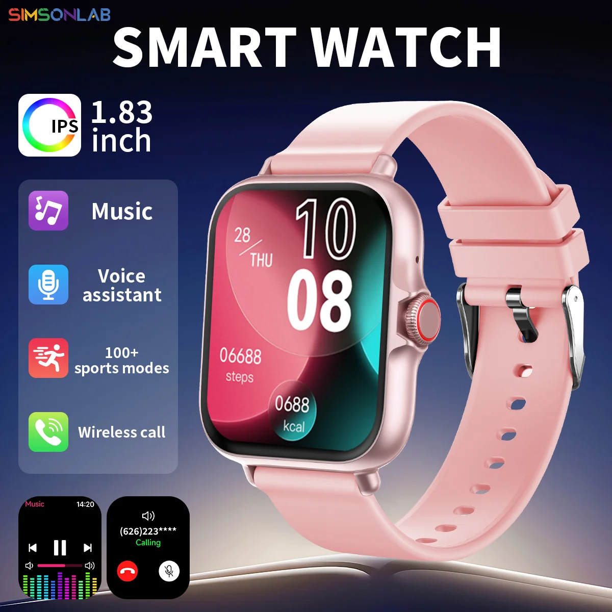 Ultra-Low Power Chip Smartwatch for Andorid/IOS Bluetooth Call Music Control Sports Voice Assistant Metal Body Christmas Gifts