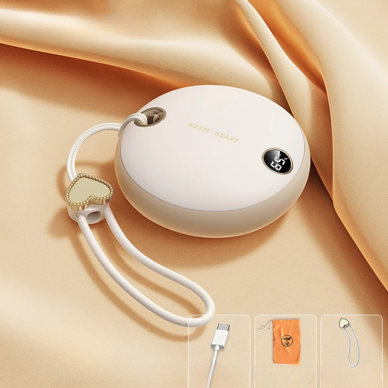 Eary Mini Portable Hand Warmer Hand-held Rechargeable Double-sided Heating LED Digital Display Charging Bank Winter Essential