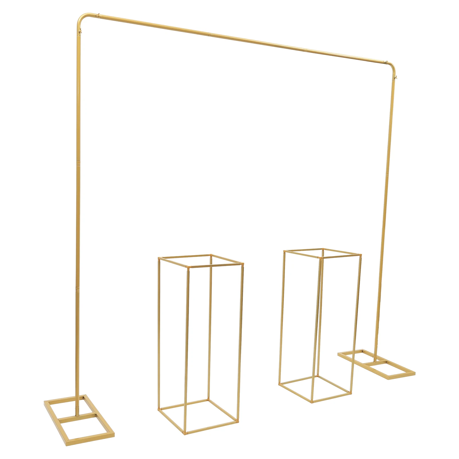 2 * 2-Meter Wedding Stand+2 Pieces of 27 * 27 * 80cm Square Flower Stand - Gold Color