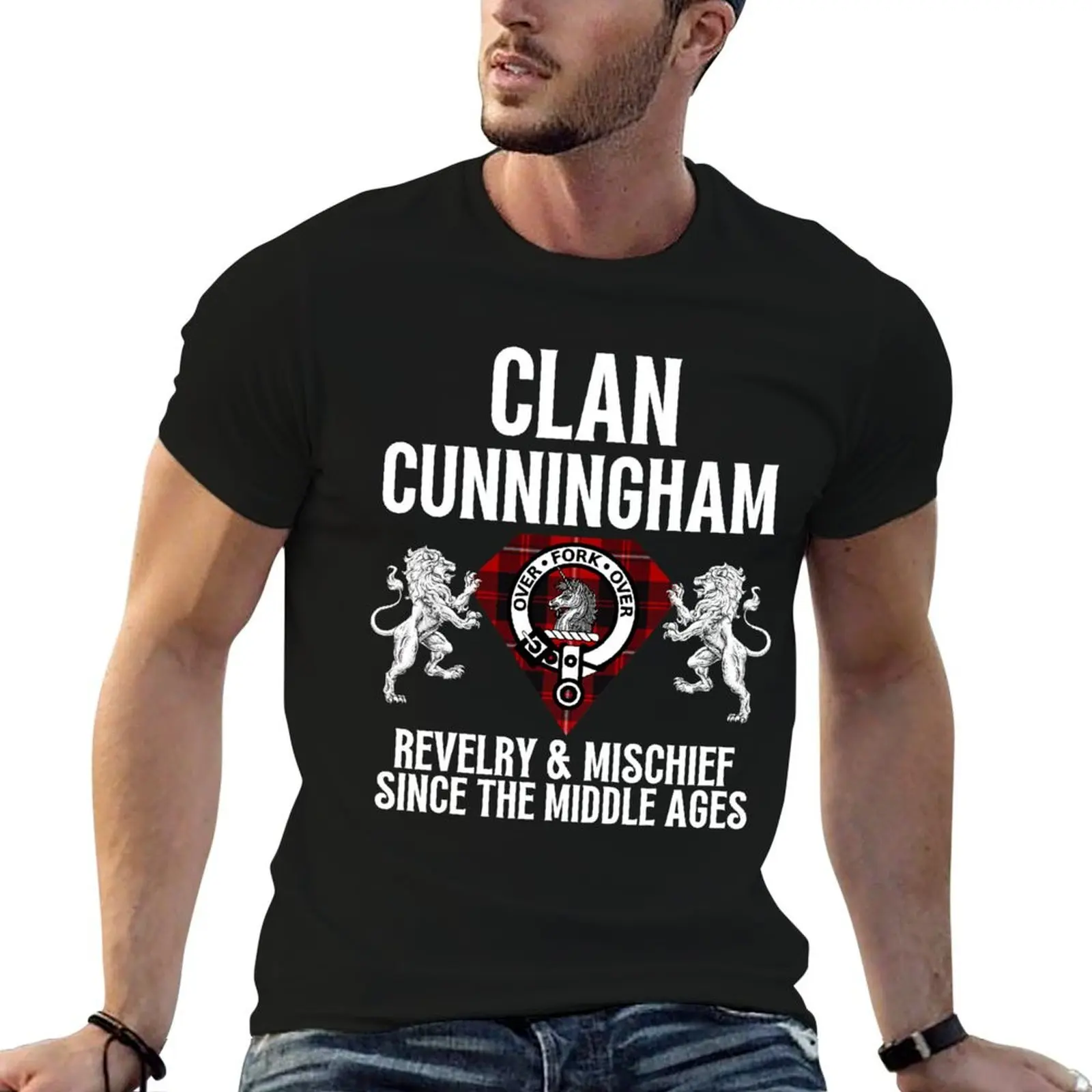 

Cunningham Clan Scottish Name Coat Of Arms Tartan Family T-Shirt T-Shirt man t shirt summer T-Shirt