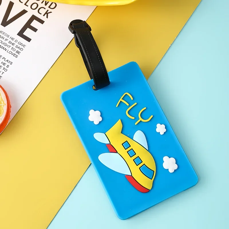 Cute Cartoon Silicone Bagagem Tags, Mala De Viagem, Titular Do Endereço, Acessórios De Viagem, Tampa Do Cartão De Ônibus Infantil