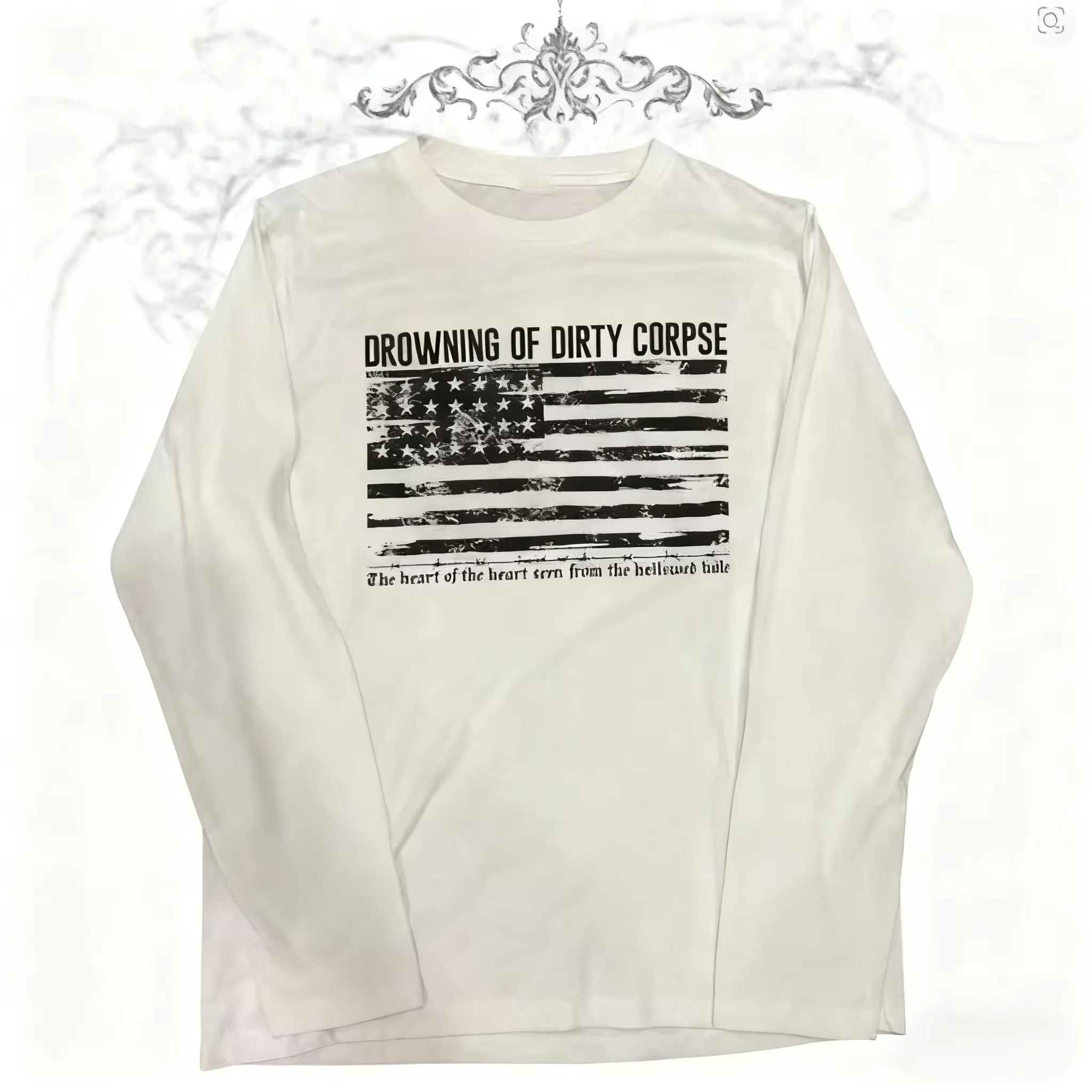 American Subculture Letter Print T-shirt Harajuku Hip Hop Long Sleeve Tees Women Loose All Match White Top Street Retro Clothing