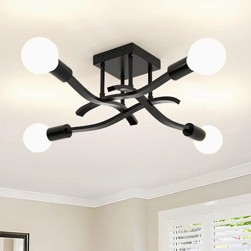 

Modern Nordic Minimalist Art LED Ceiling Light Creative Retro Bedroom Living Room Dining Room Study Home Lighting Fixtures