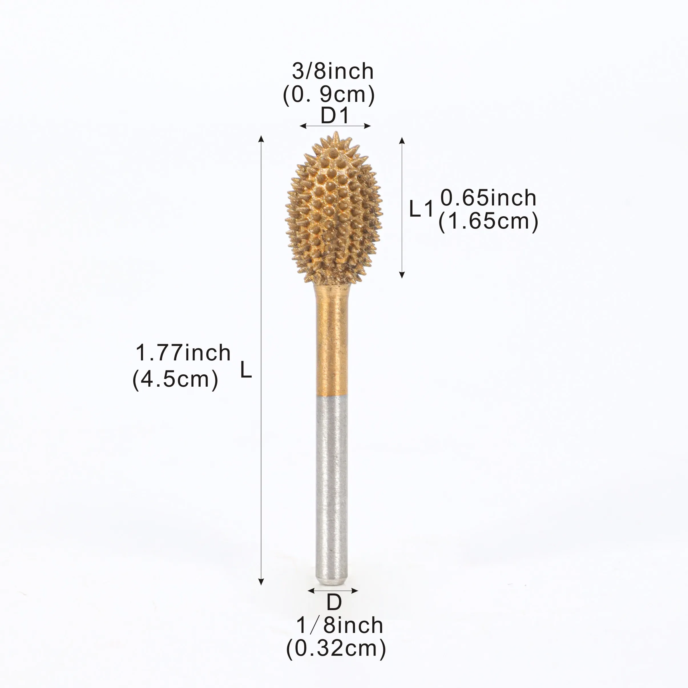 CAELUM Tungsten Carbide Rotary Burr Titanium Coated  Very Coarse Engraving 1/8’’ Shaft Wood Carving Bit For Dremel Electric Tool