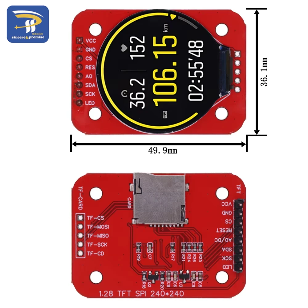 

TFT Display 1.28 Inch TFT LCD Display Module Round RGB 240*240 GC9A01 Driver 4 Wire SPI Interface 240x240 PCB For Arduino