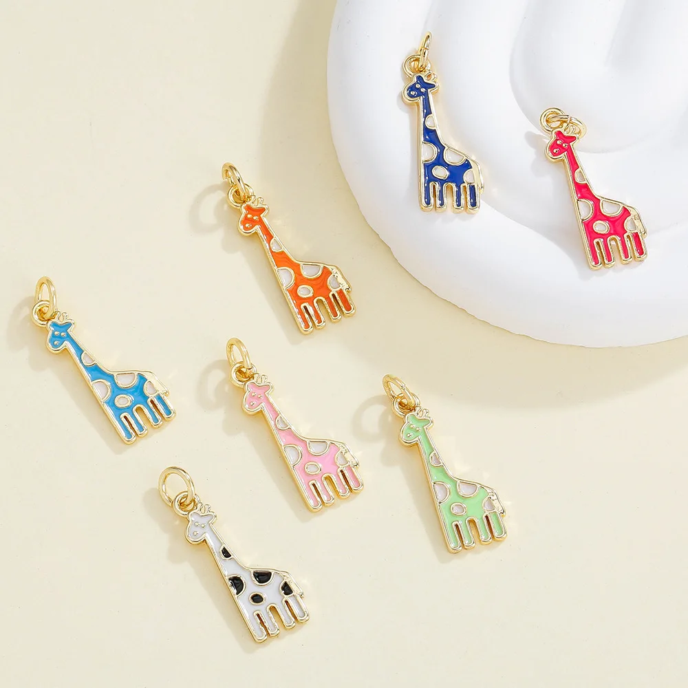 

DIY jewelry accessories: Colorful and cute giraffe alloy oil-dripping small pendant, necklace pendant material