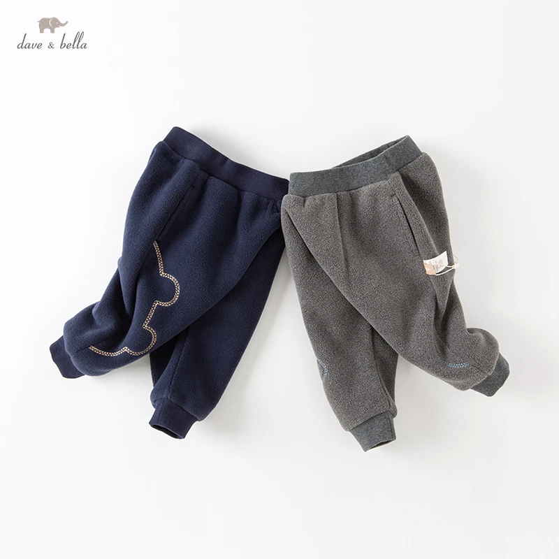 

Dave Bella Children Trousers for Boys Winter Fleece Thickening Solid Navy Gray Sport Casual Long Pants for 2-7 Years DB4223436