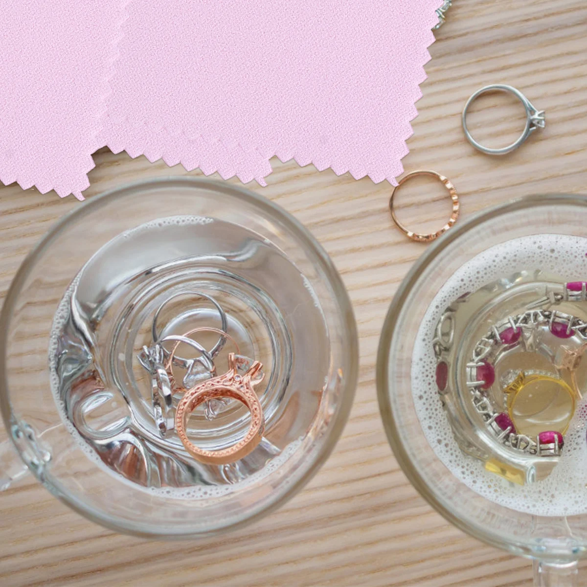 

100pcs Pink 8x8cm Microfiber Silver Cleaning Cloth for Jewelry Watch Glasses Bulk Supply Jewelry Cleaning Supplies