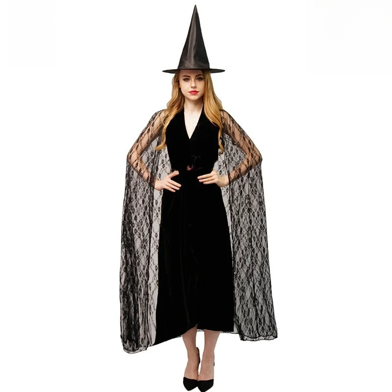 Adult Women's Long Witch Costume loween Stage Performance Outfit Ele Fem Wizard Attire Winter Collection 