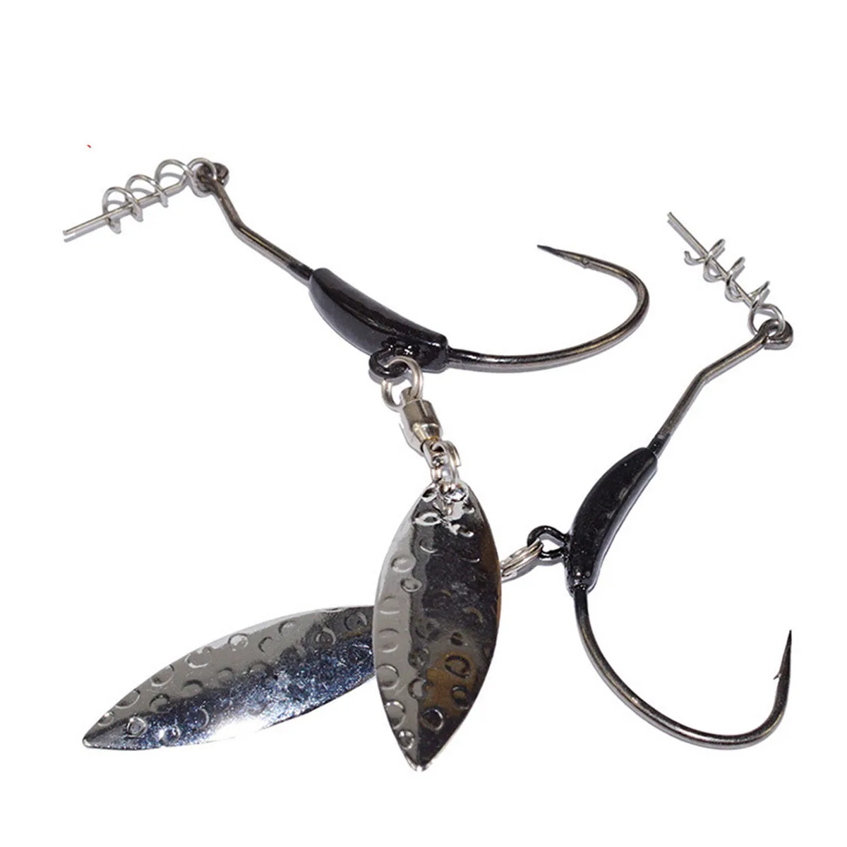 Jig Head Fish Hook Fishing Hook With Spin Lock Pin Spinner For Soft Fishing Bait Carbon Steel Hook Spring Lead Crankbait Hook