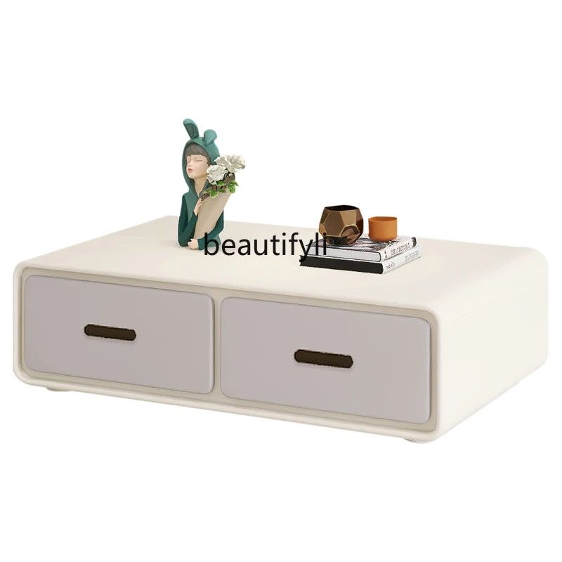 

Nordic Modern Simple Coffee Table TV Cabinet Unit Minimalist Living Room Cream Style Tea Table