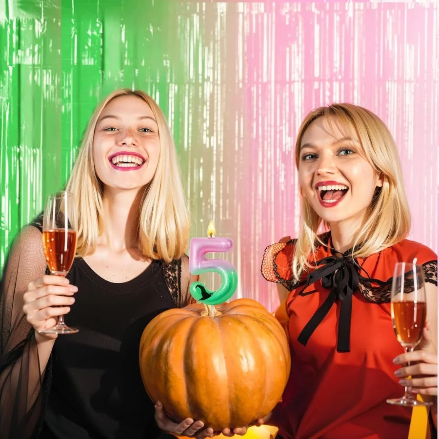 Witch Number Candle Birthday Decor Pink and Green Party Decorations Witch Movie Candle for Girl Boy Birthday Halloween Party Su