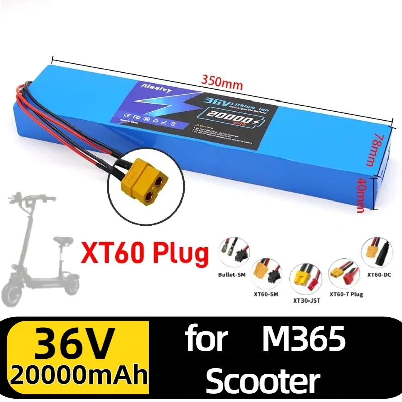 

Aleaivy 36V 42V 10S4P 20000mAh 18650 Lithium Battery Pack – High-Power ,for M365 Scooter 350W/500W Replacement Accessory