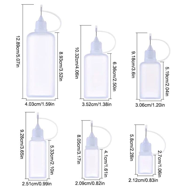 5/10/20/30/50/100ML Resuable เข็มเคล็ดลับกาว Applicator ขวดพลาสติกน้ํามันหอมระเหยฉีดขวดสี