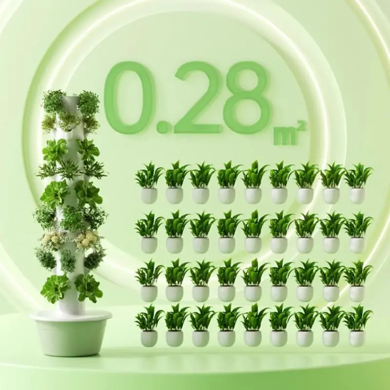 Vertical Hydroponic Grow Tower Aeroponic Tower for Fruits and Vegetables 9 Layer 36 Pots Planter with Water Tank and Pump - view 6