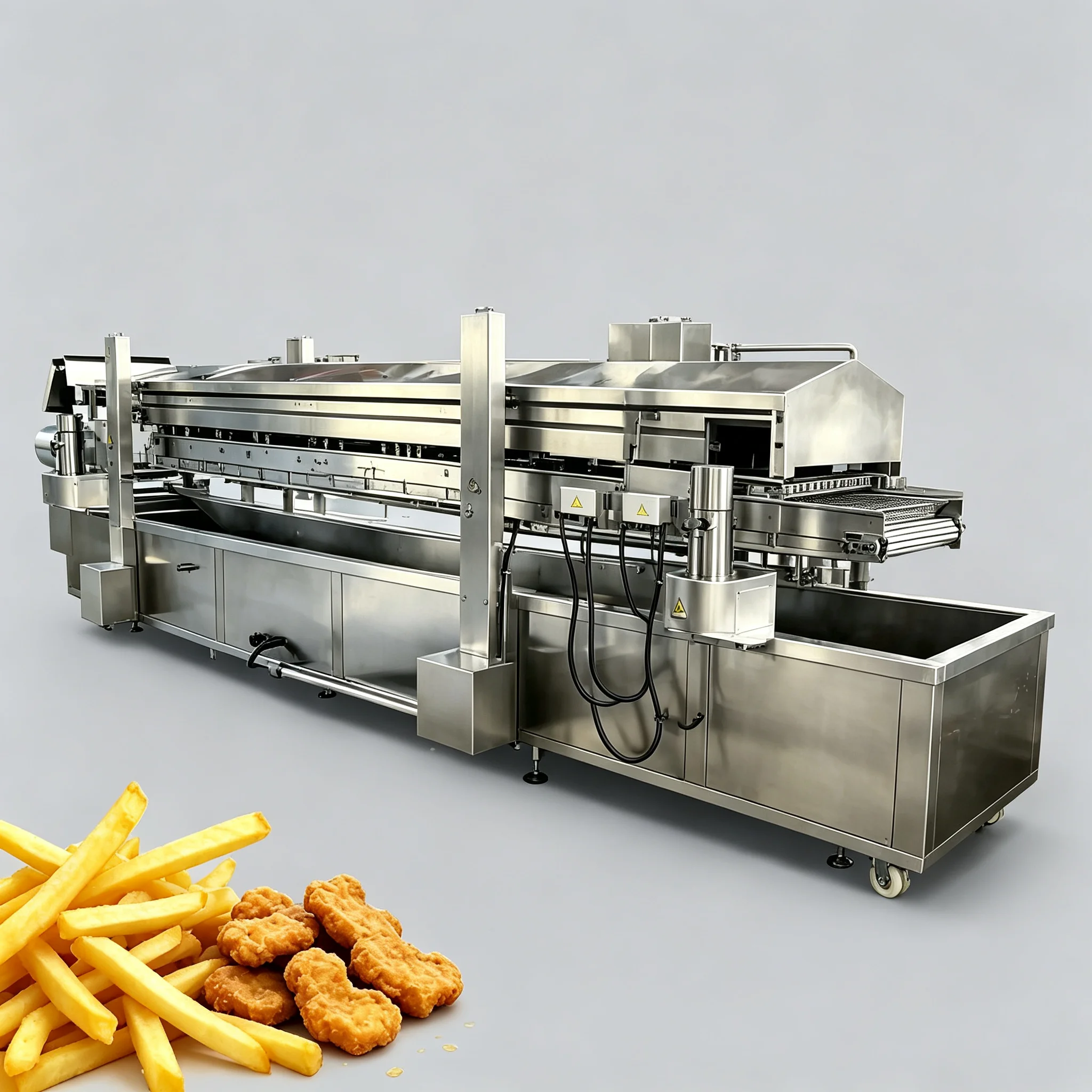 Continuous Frying Machine Industrial Conveyor Fryer Auto Sediment Scraping for Large‑scale Snack Food Manufacturing Customized