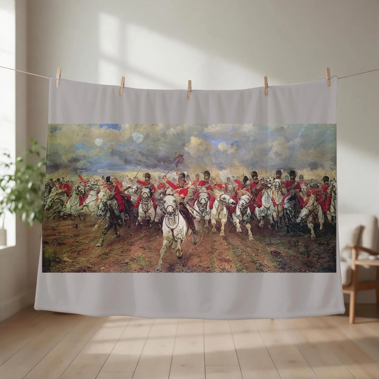 Charge of the Scots Greys at Waterloo Throw Blanket Single Beautifuls Custom christmas decoration Blankets