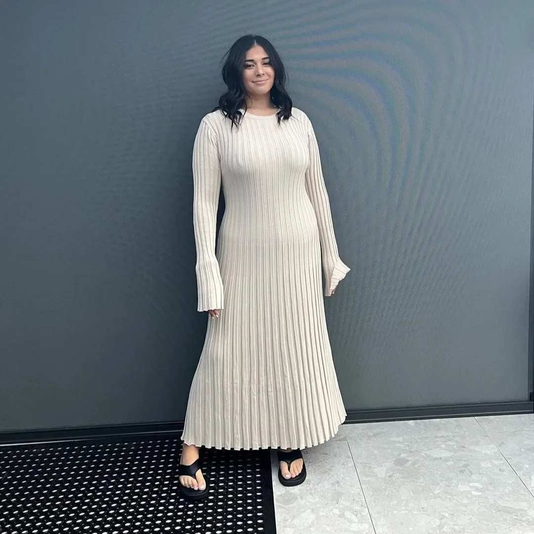 

Lace-Up Female Knit Maxi Dress Autumn High Waist Fashion Patchwork Long Sleeve Loose Solid Dress Bandage Knitwear Dress