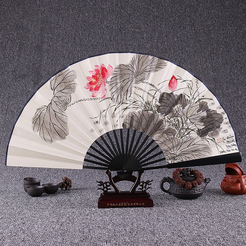 

Chinese Folding Fan Men's Silk Cloth Durable Convenient Opening and Cleaving Portable Fan Landscape Ciclwork Fan Decorative Fan