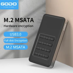 GODO M.2 MSATA Hardware encryption USB3.0 Full disk EncryptionTool free Installation with Password Mobile Hard Disk Box 2.5“Sata