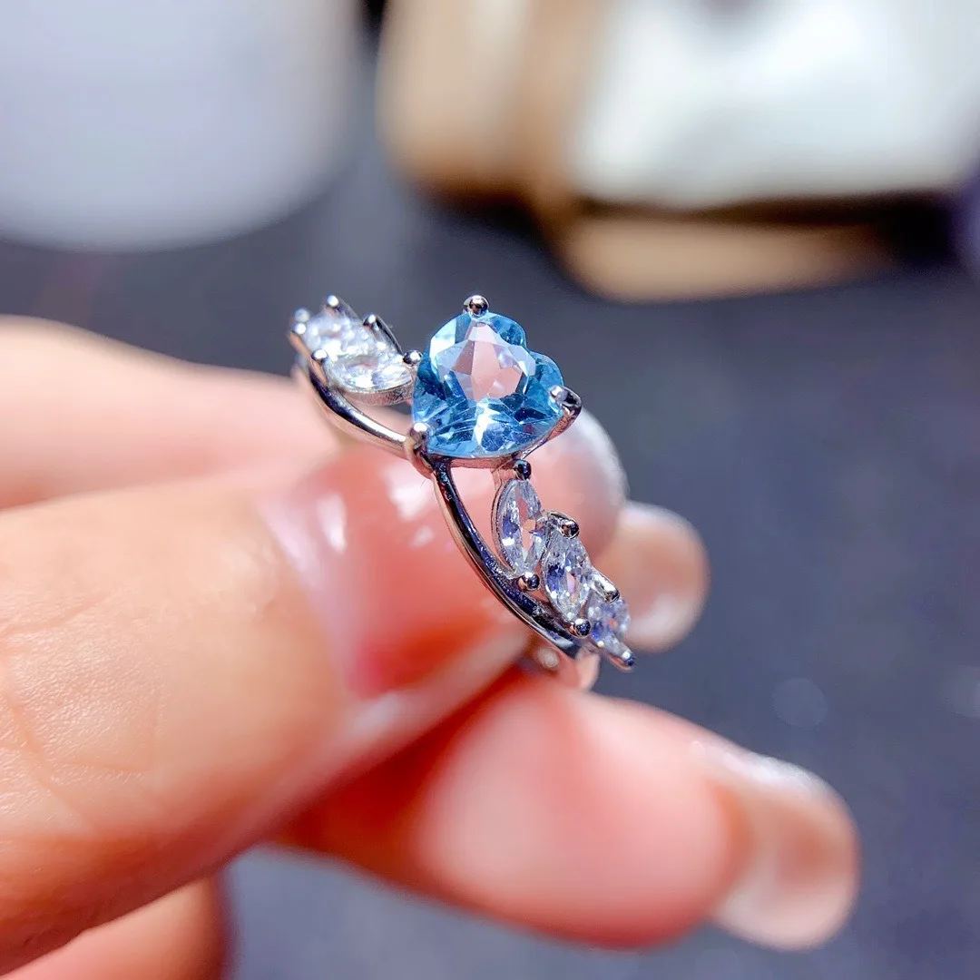 خاتم توباز طبيعي من الفضة النقية S925 توصيل مجاني مع شهادة، خاتم خطوبة، مجوهرات نسائية