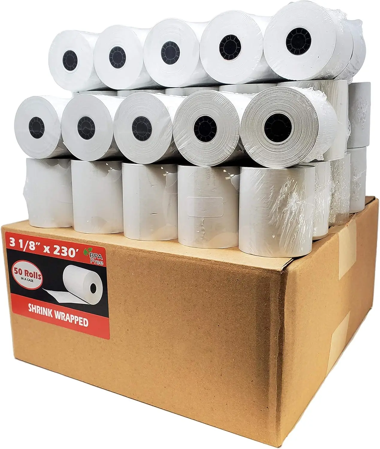 (100 Rolls - 2 Cases) 3 1/8 x 230 (53 GSM Paper Thickness) BPA Free Premium A Grade POS Thermal Receipt Printer Paper