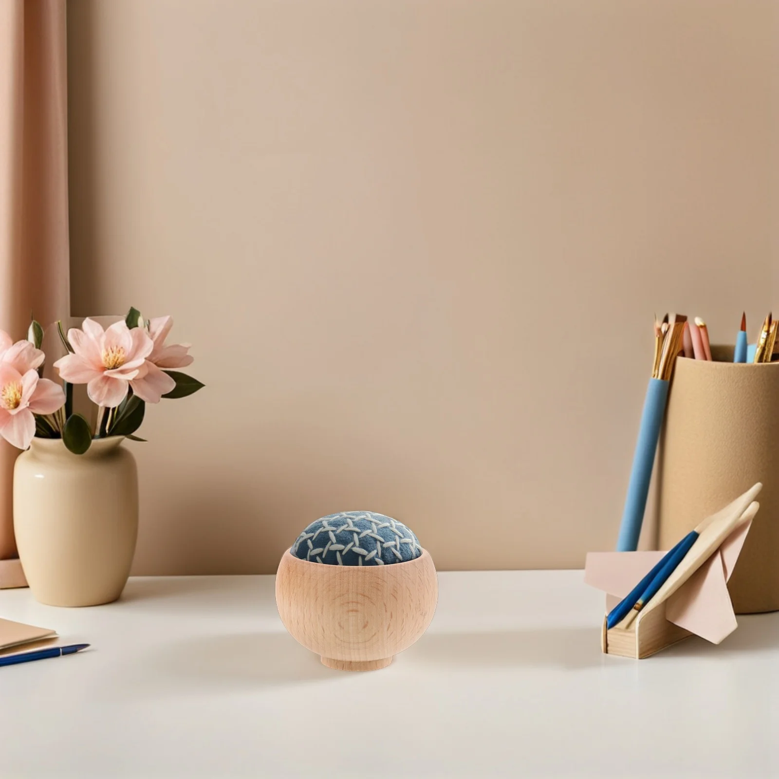 

4pcs Japanese Wooden Pincushion Bowl Unfinished Base For Sewing Crafts Reusable Needle Holder Diy Embroidery Knitting Quilting