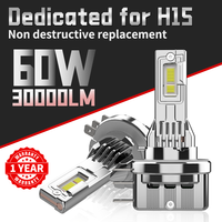 2pcs H15 all-metal car Headlight  Bulb 60w High Beam Day Driving Running Light  Car Light Auto Lamp for VW Audi BMW Ford Mazda