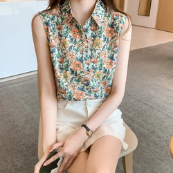 Fashion womens tops and blouses New Summer ladies chiffon shirts sleeveless bottoming shirts Tops blusa mujer