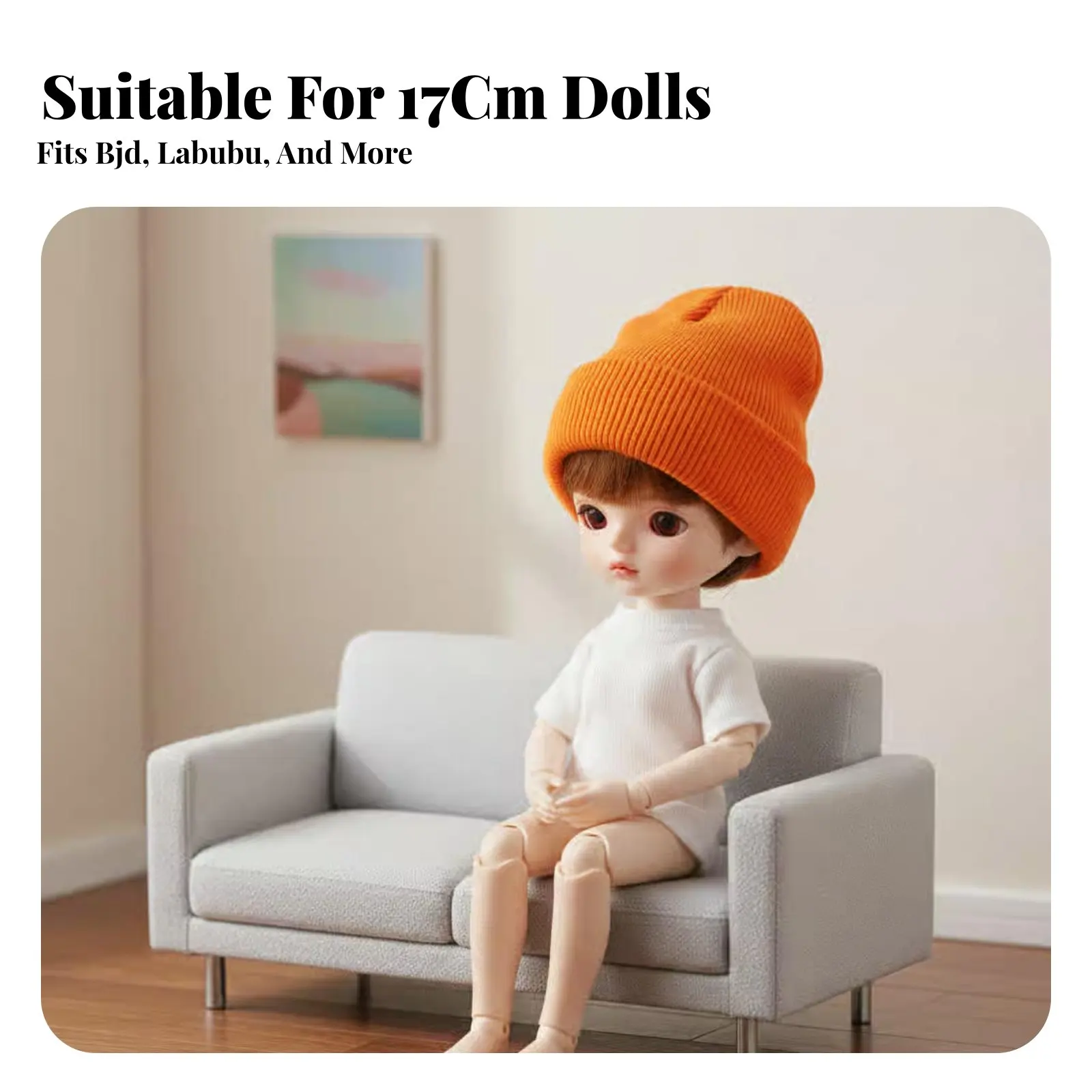 

17cm Doll Hat Soft Cozy Miniature Ribbed Hat