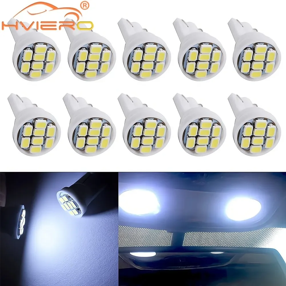 

10Pcs T10 1206 8SMD Car Running Lighting General Wedge Patch Gap Lamp Model Reading Signal Instrument Light Waterproof Universal