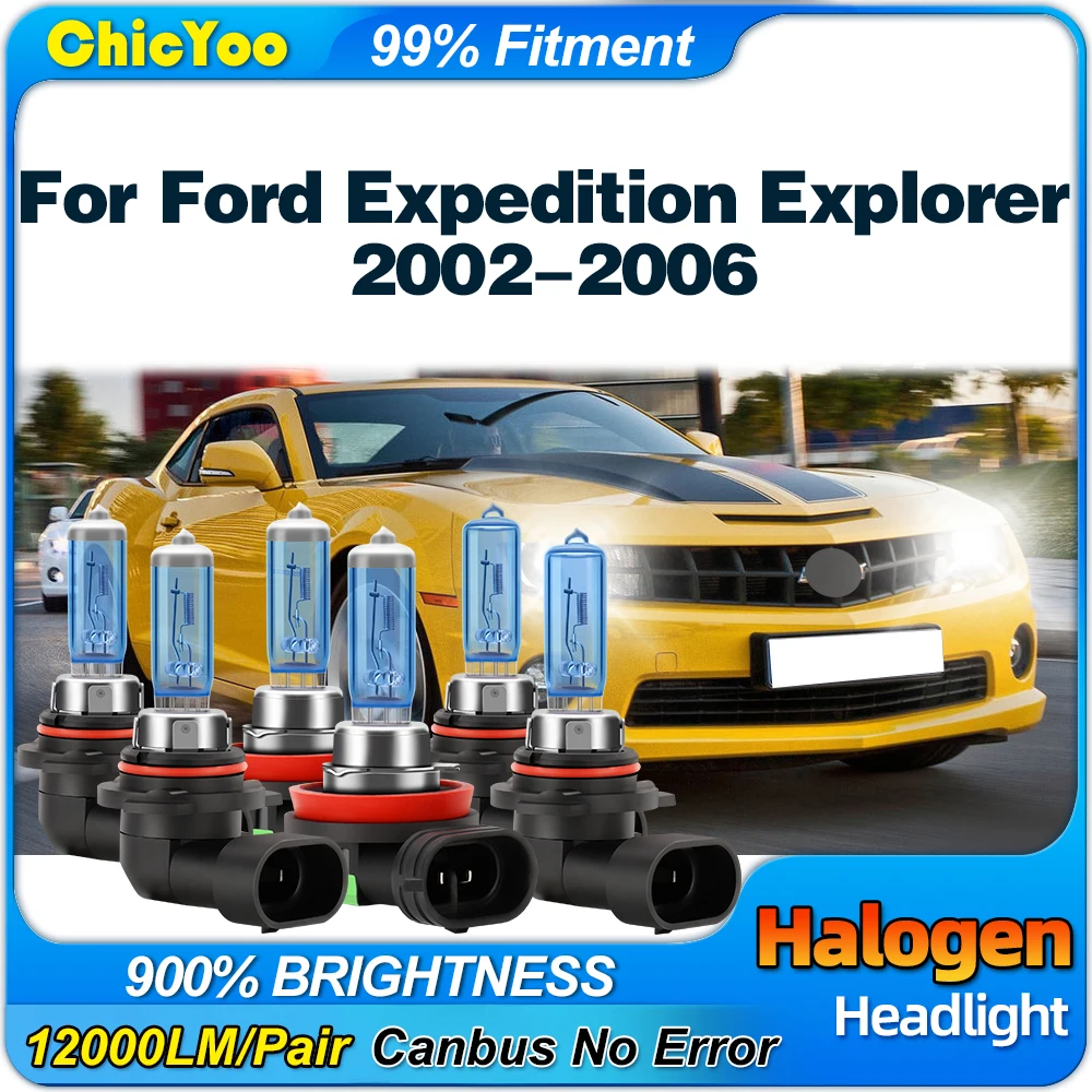 

300W Halogen Lights Bulb 30000LM Super Bright Car Headlight 6000K White For Ford Expedition Explorer 2002 2003 2004 2005 2006