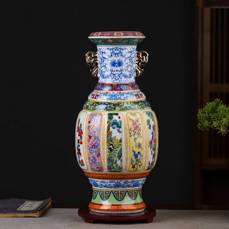 

Jingdezhen ceramics, Chinese style antique enamel, Chinese porcelain king, living room, home decoration, vase