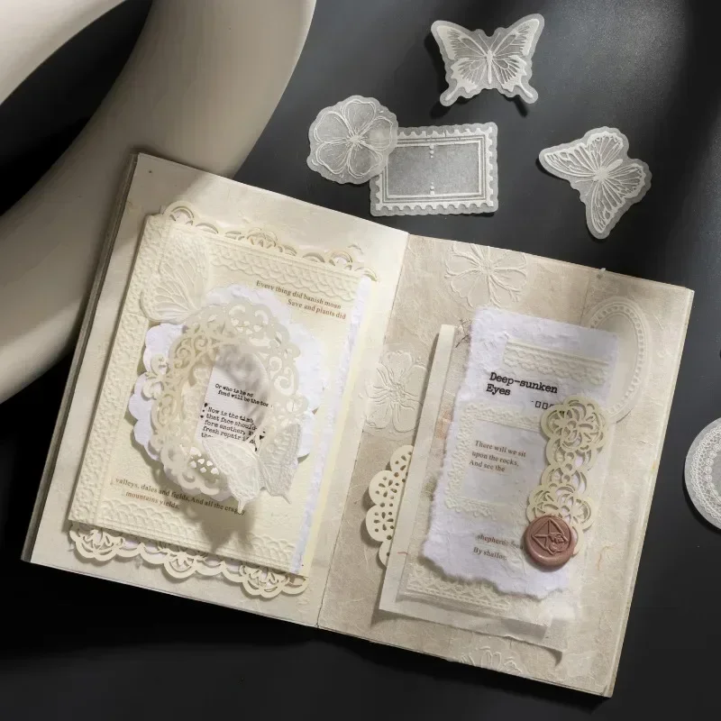 20Sheets picturesque exquisite materials Decoration Supplies Package Handbook Scrapbook 133*95mm Sticker pack White mist
