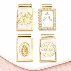 OCESRIO Fashion Shell Virgin Mary Pendant for Necklaces Copper Gold Plated Pearl San Benito Jewelry Making Component pdtb663