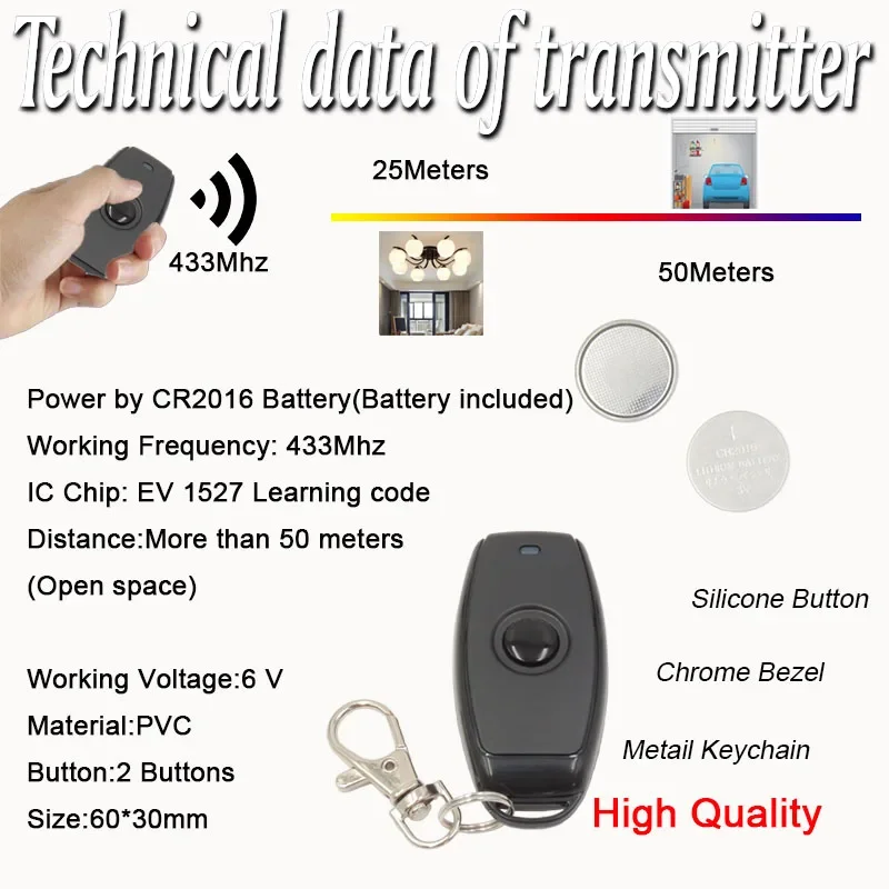 RF 433mhz Remote Control Switch DC 3.6V 6V 12V 24V 1CH Relay Receiver Mini Module with Transmitter for Power LED Lamp Light DIY