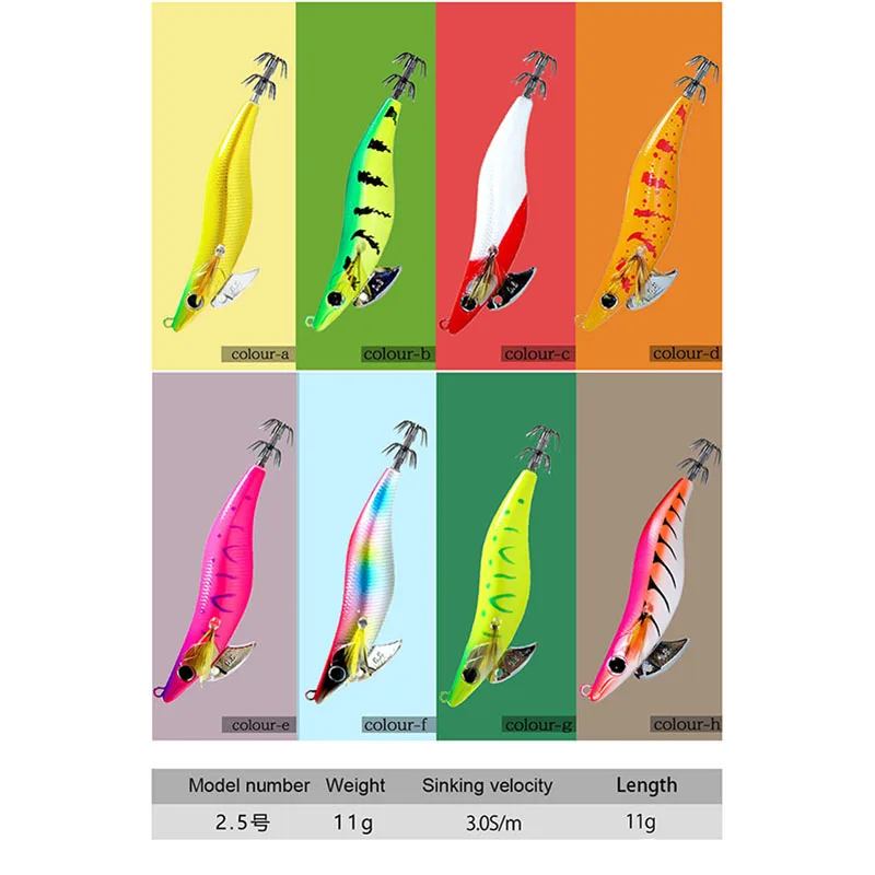 Squid Hooks Fishing Lures Wood Shrimp Luminous Squid Lure 9.2cm/11g Slow sinking fishing lures squid trolling