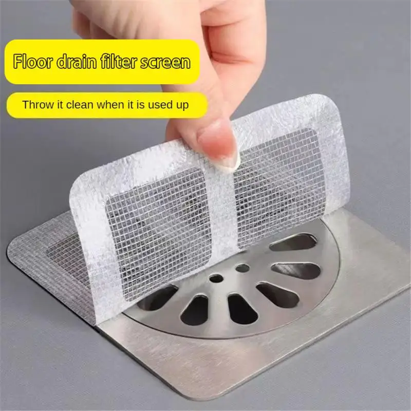 10-1pcs Disposable Hair Filter Stickers Anti-blocking Filter Floor Drain Mesh Bathroom Drain Cover Sink Insect-proof Stoppers