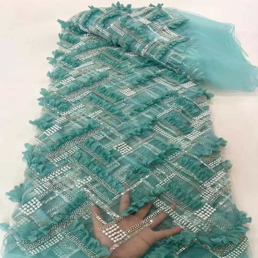 

5yard New soft mesh fabric Nail bead sequin embroidery telas Wedding Dress cheongsam diy fabrics for patchwork