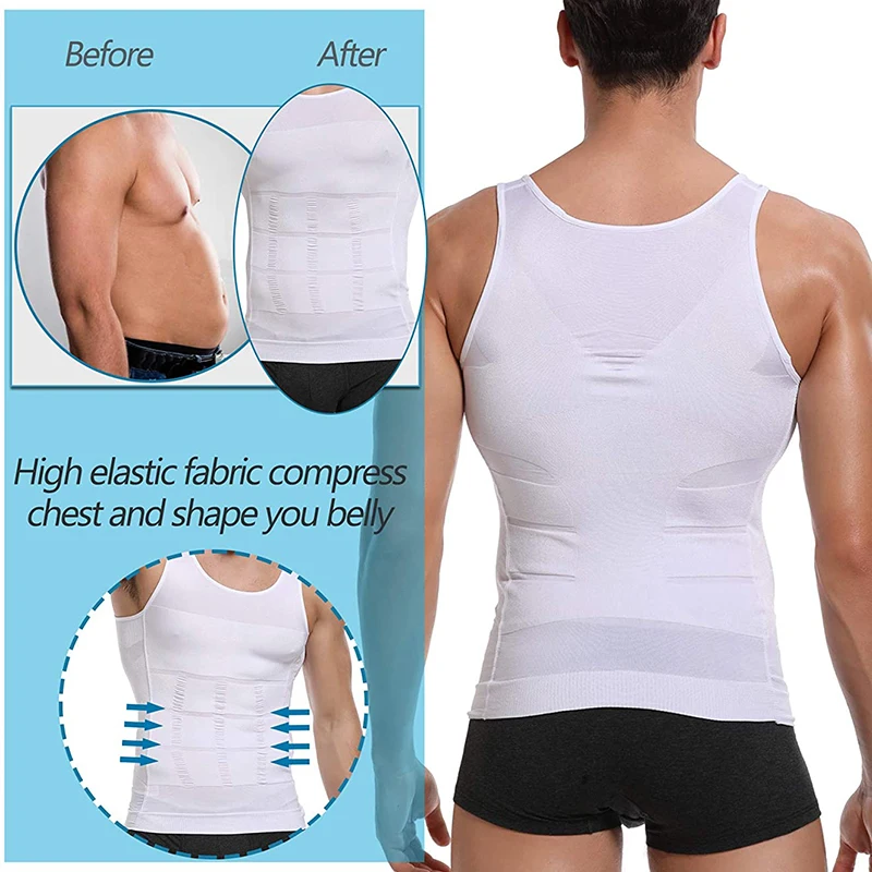 Men Slimming Body Shaper Vest Shirt Abs Abdomen Slim Gym Workout Corset Tummy Control Compression Tank Top Sleeveless Shapewear