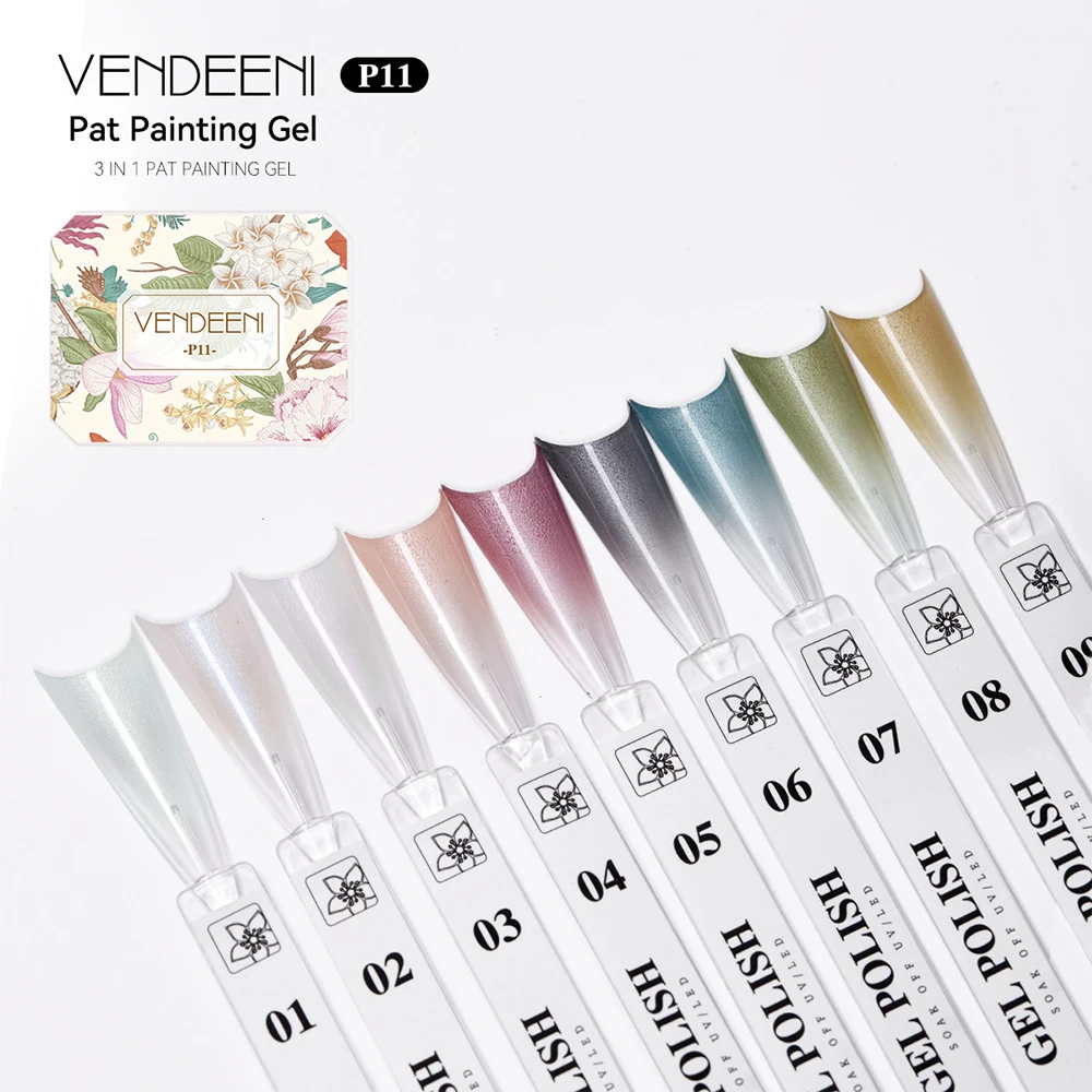 Vendeeni 9 Farben Patting Painting Gel Nagellack UV LED Soak Off Gel Lack Gradient Pat Gel Palette Blooming Transfer Design – Detail 37