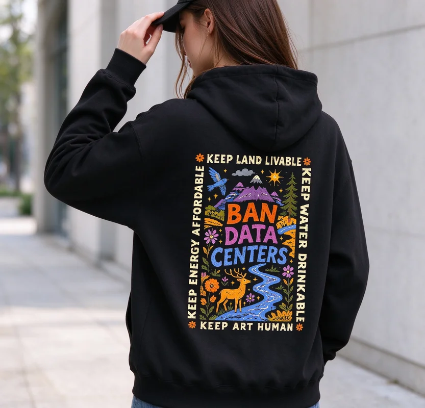 Ban Data Centers Hoodie Keep Land Livable Sweatshirt Environmental Protest Nature Conservation Activist Streetwear Casual Unisex